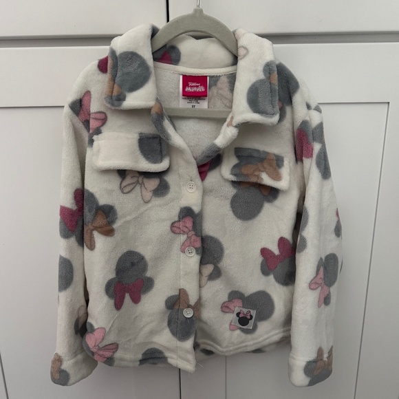 Disney Junior Minnie Mouse Fleece Button Down - Size 5T - Picture 1 of 3